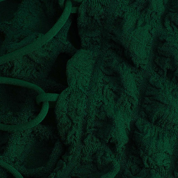 Popcorn Textured Tie Side Maxi Dress. Green. - Picture 11 of 11